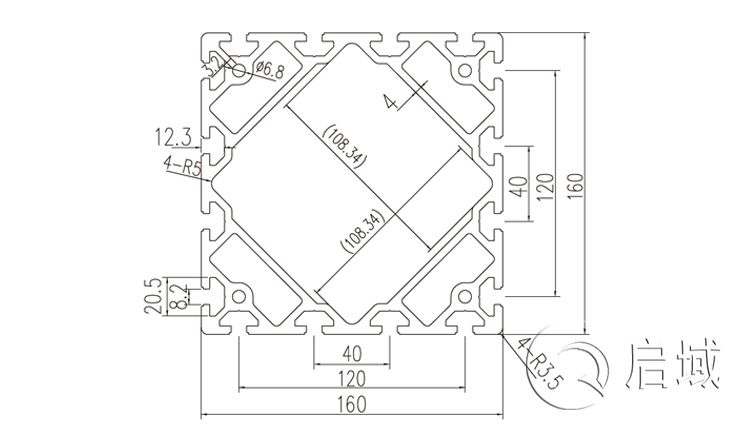 QY-8-160160铝型材图纸 QY-8-160160铝型材图纸