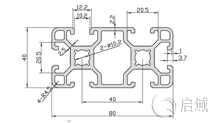 4080D铝合金型材图纸 4080D铝合金型材图纸